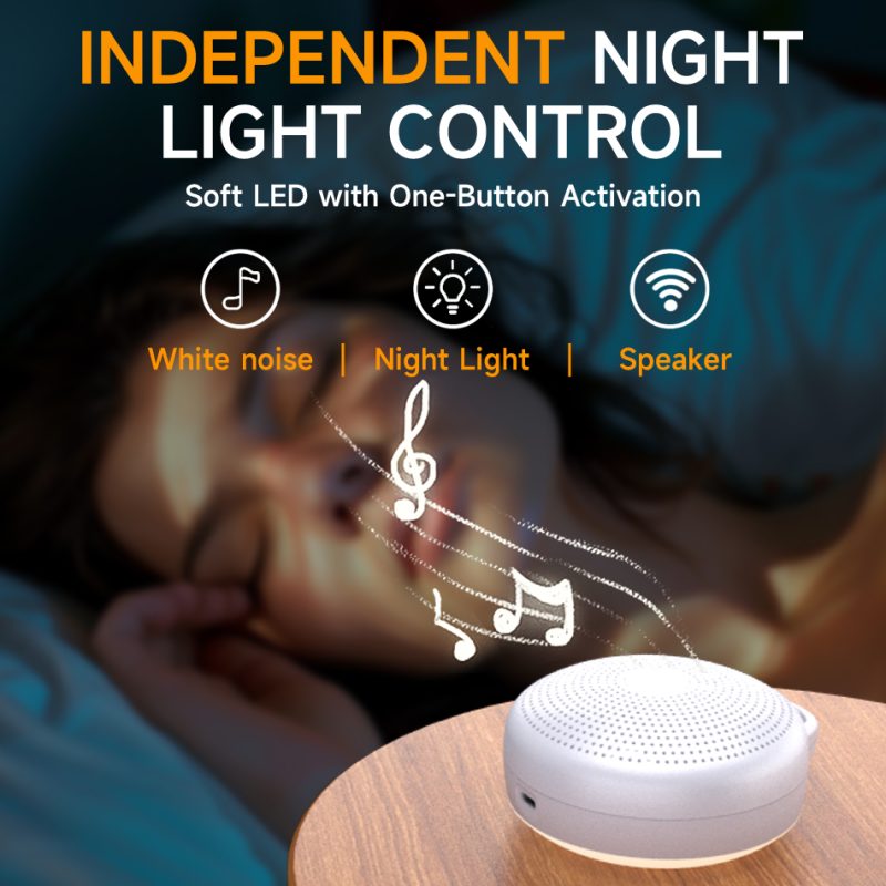 Baby White Noise Machine | 24 Soothing Sounds + Bluetooth + Timer + Back Track | Warm Light Sleep Aid for Nursery & Travel - Image 6
