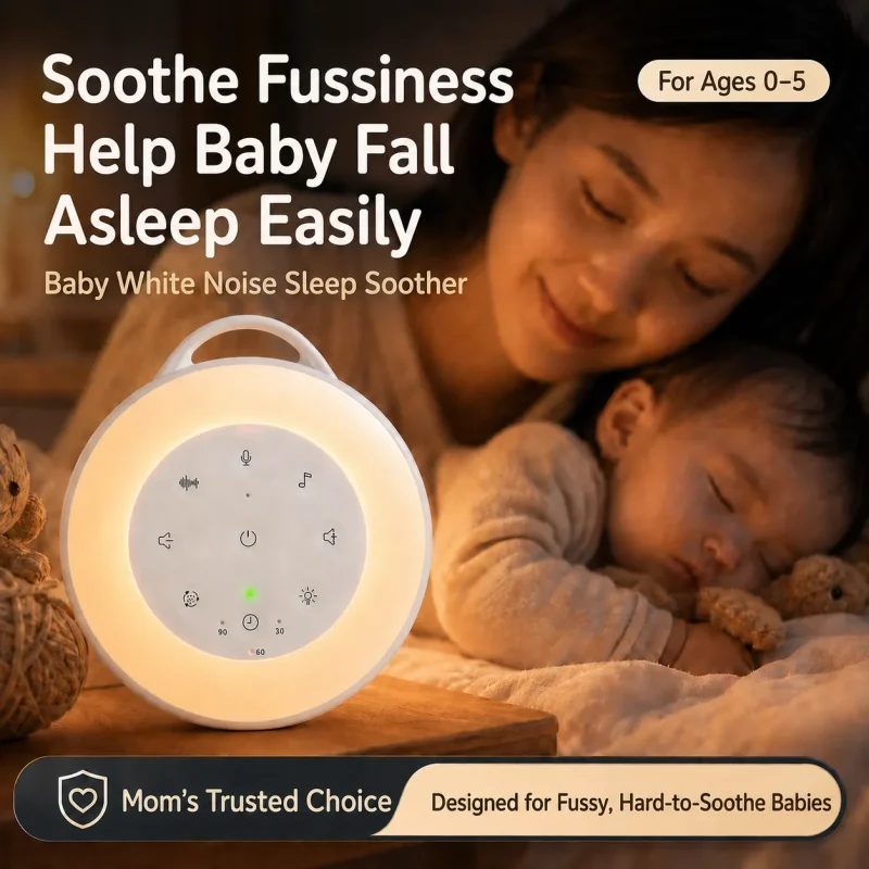 Maple Sleep Baby White Noise Machine with Night Light & Soothing Sounds
